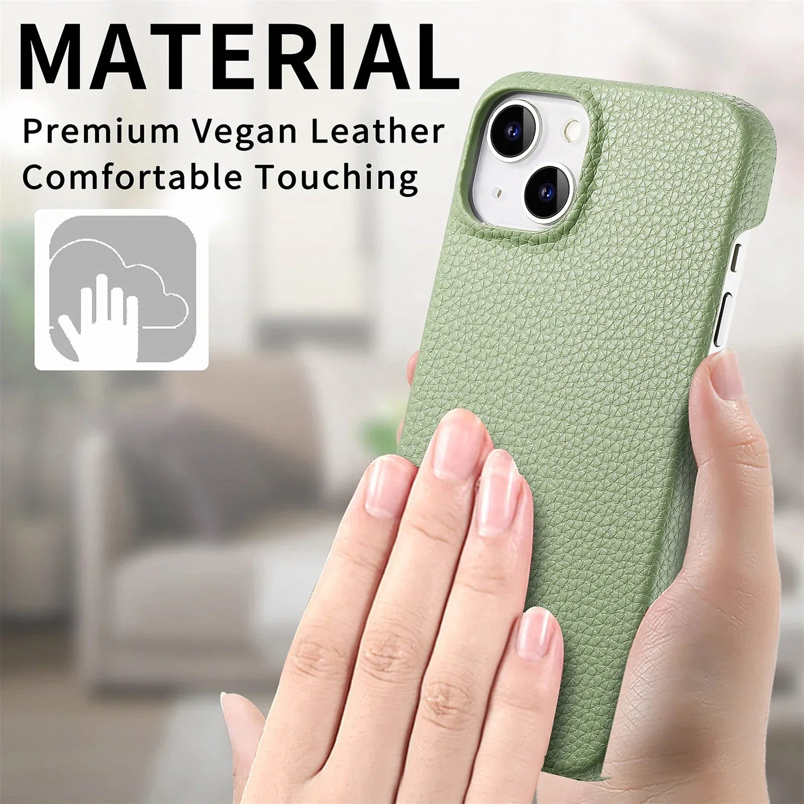 litchi-grain-plain-leather-iphone-case - Viexta