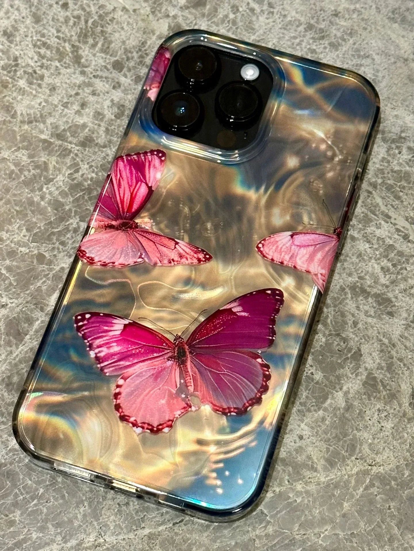 Water Ripple Laser Butterfly iPhone Case - Viexta