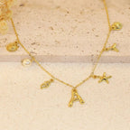 26 Alphabet Starfish Shell Necklace