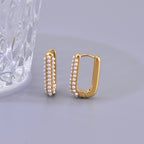 18k Gold-plated Square Inlaid Earrings