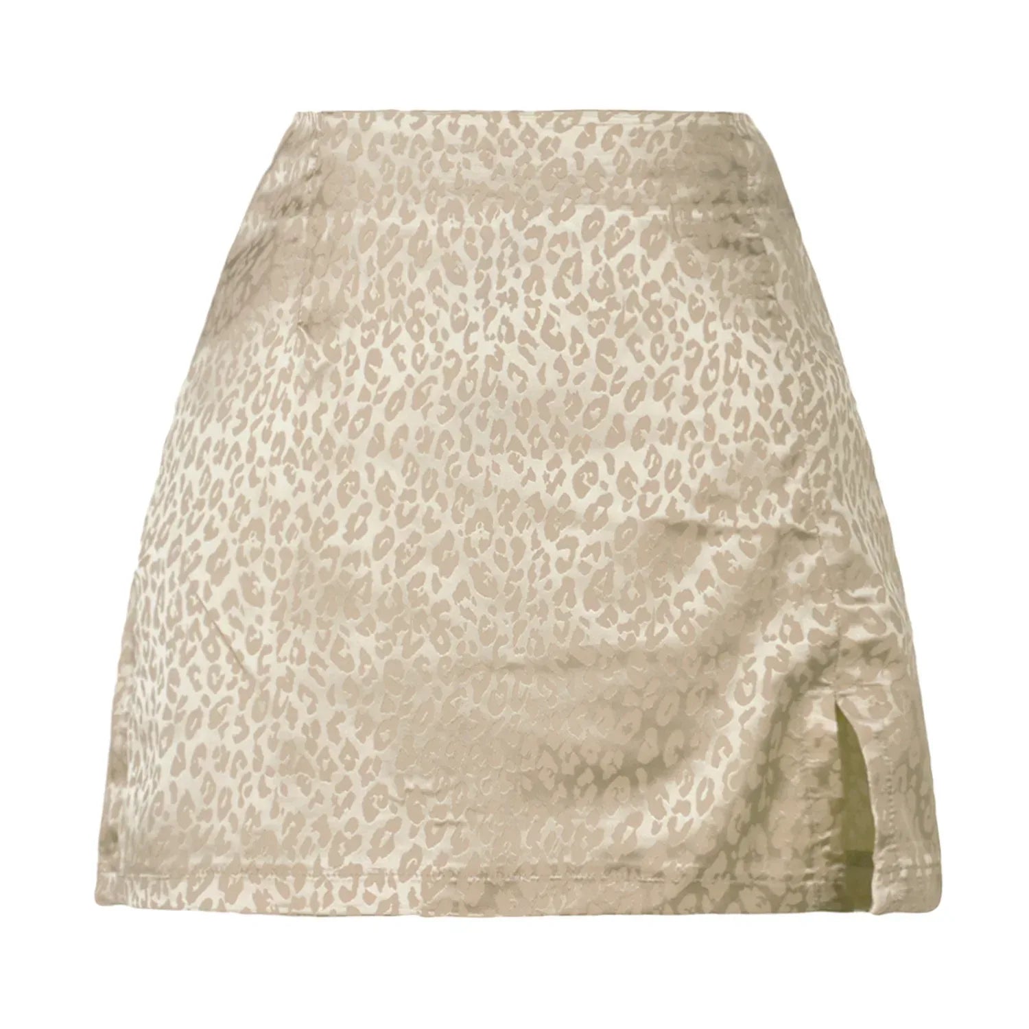 Leopard Print High Waist Slit Short Skirt - Viexta