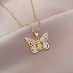 Titanium Steel Micro-inlaid Butterfly Zircon Necklace