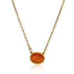 Oval Cat's Eye Pendant Titanium Steel Necklace - Viexta