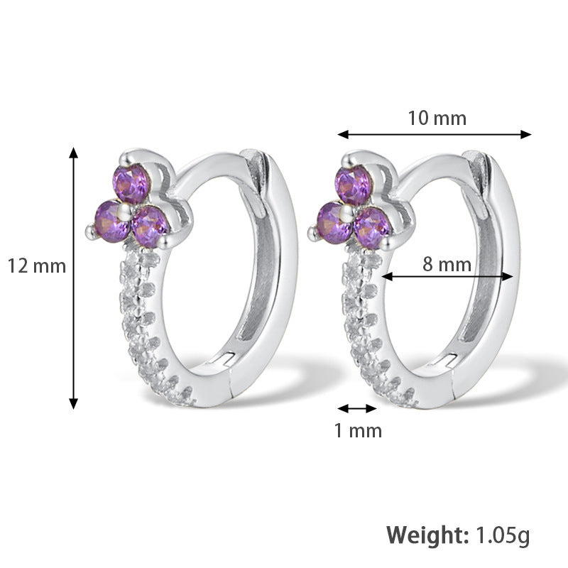 Color Zircon Flower Earrings