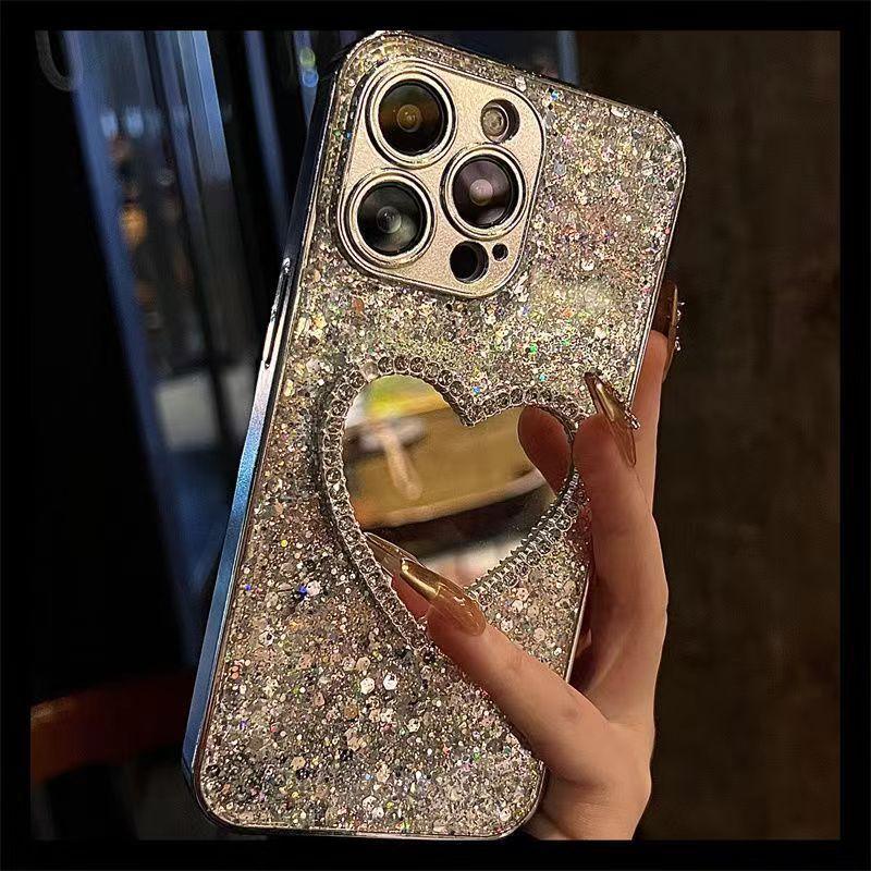 electroplated-glitter-epoxy-makeup-mirror-iphone-case - Viexta