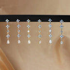 Blue Flower Zirconium Ear Studs - Viexta