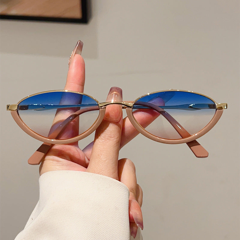 Triangle Cat's Eye Metal Small Frame Sunglasses