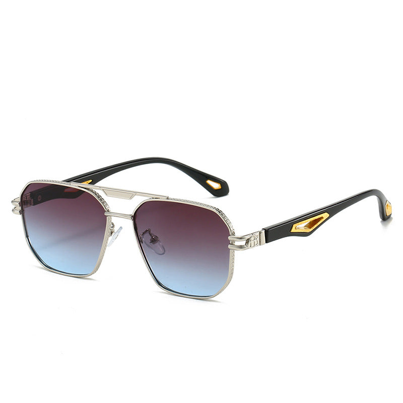 Double Beam Box Hollow Sunglasses