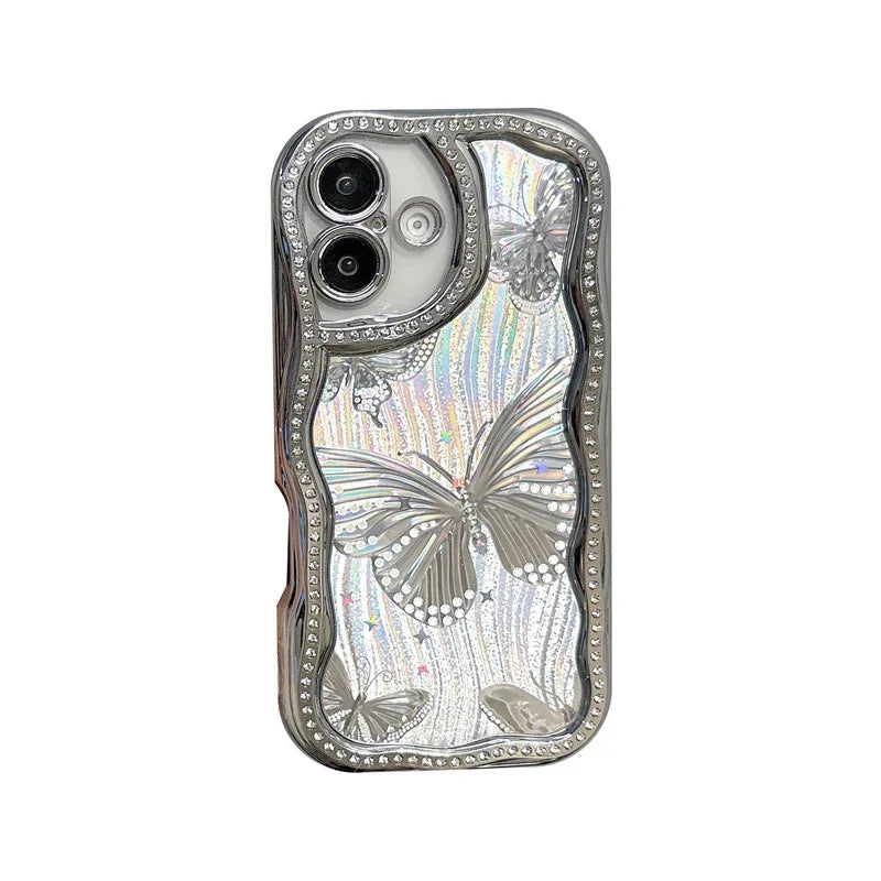Epoxy Laser Butterfly Diamond Edge iPhone Case - Viexta