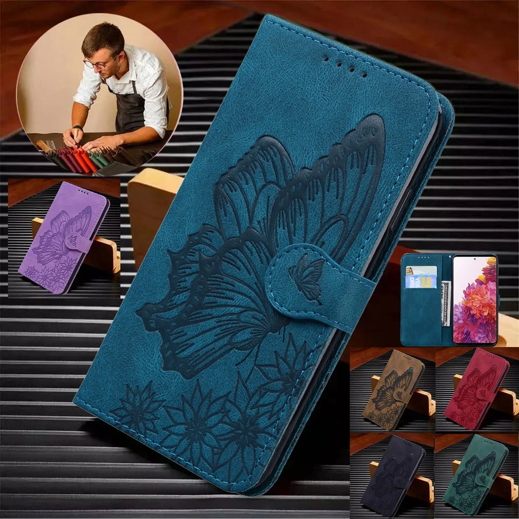 Embossed Butterfly Samsung S20 Series Leather Phone Case - Viexta