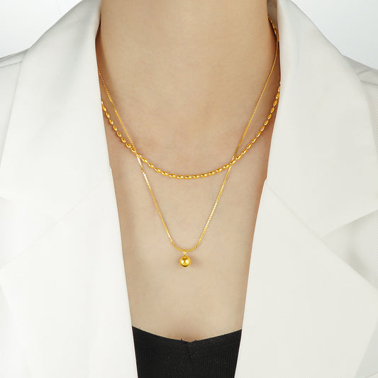 Minimalist Double-layer Golden Balls Necklace