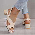 Chunky Ankle-strap Heels - Viexta