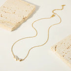 Stainless Steel Heart-shaped Diamond Necklace - Viexta