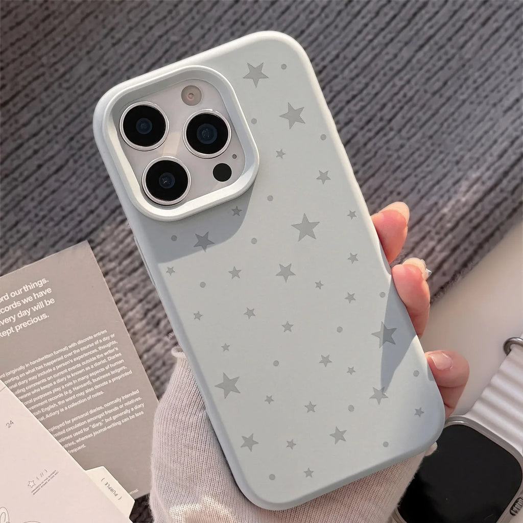 Minimally Designed Ins Grey Star Silicone iPhone Case - Viexta