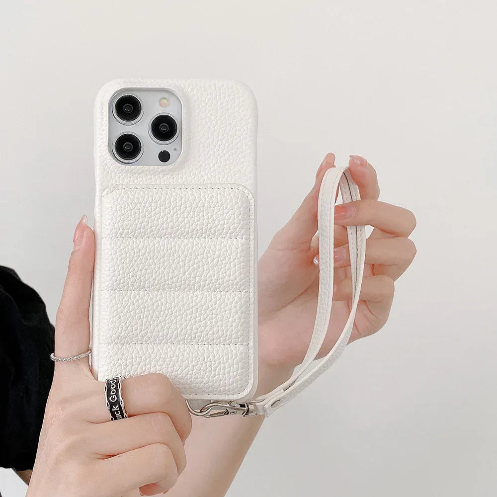 Drop-resistant Leather Down Card Holder iPhone Case - Viexta