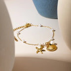 Stainless Steel Pearl Starfish Bracelet - Viexta