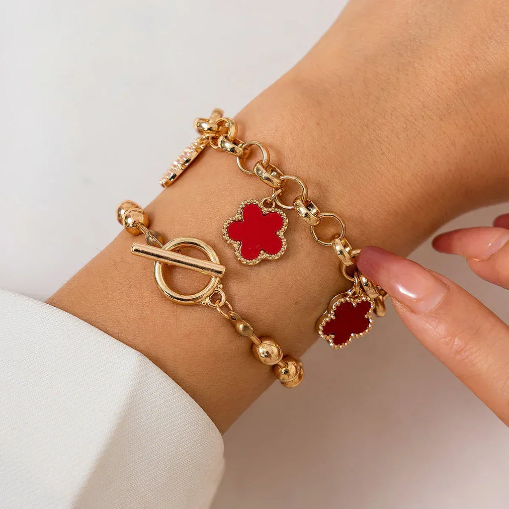 Rhinestone Chain Parthenocissus Grass Bracelet - Viexta
