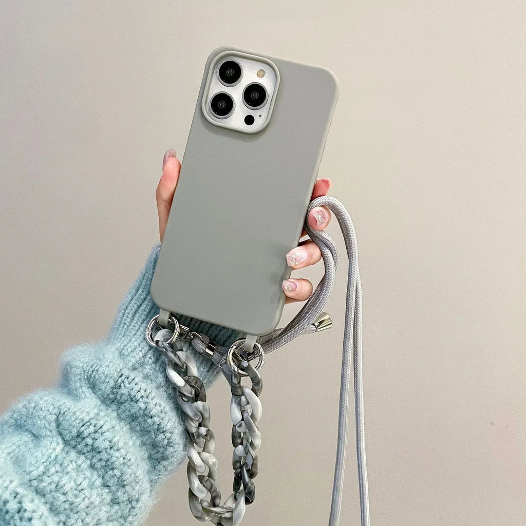 Candy Color Chain Lanyard Soft Lanyard iPhone Case - Viexta