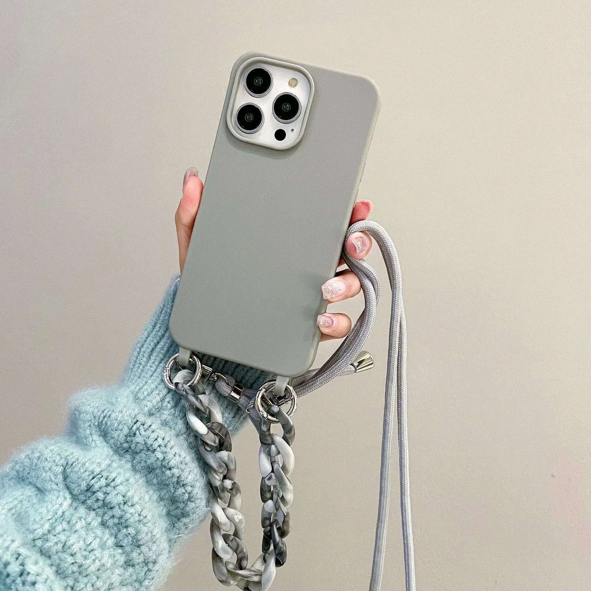 Candy Color Chain Lanyard Soft Lanyard iPhone Case - Viexta