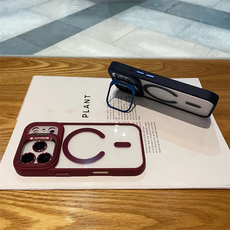 Hardware Lens Bracket Transparent Magnetic iPhone Case - Viexta
