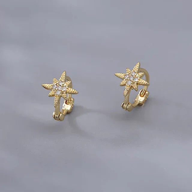 Diamond-embedded Gold-plated Versatile Earrings - Viexta