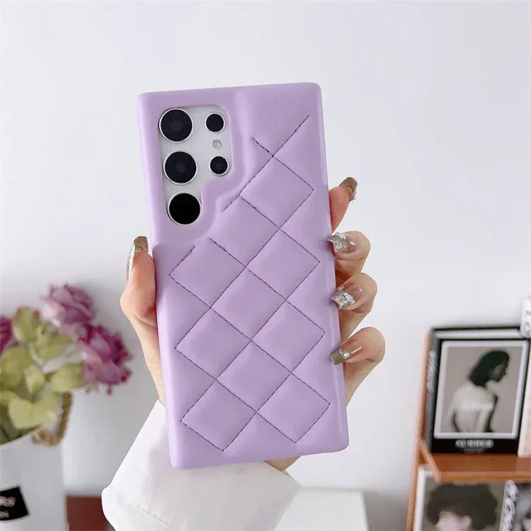 Diamond Plaid Samsung S Series Leather Phone Case - Viexta