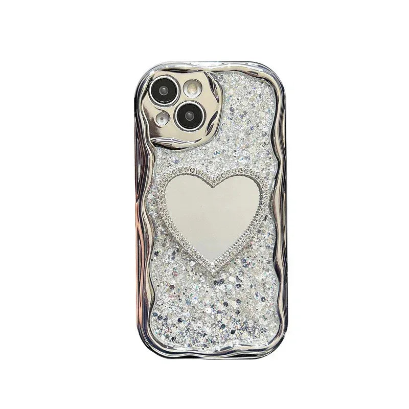 Heart Shape Mirror Sequins iPhone Case - Viexta