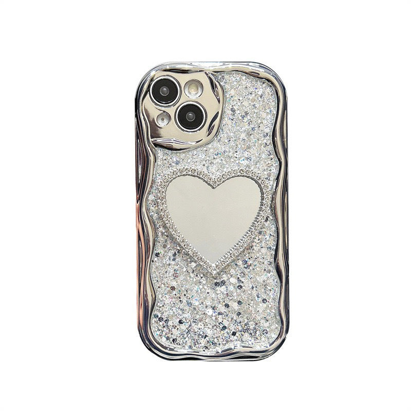Heart Shape Mirror Sequins iPhone Case