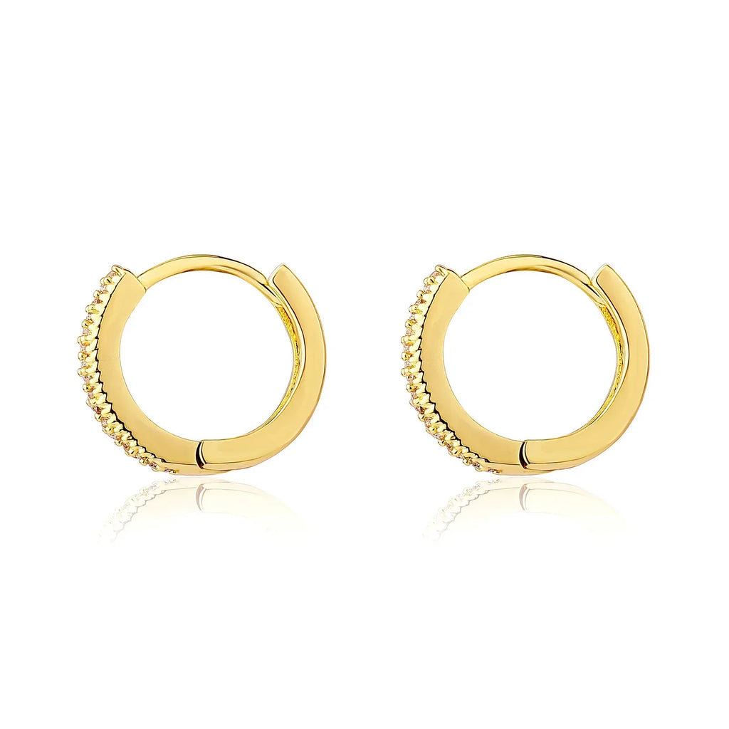 Curvy Inlaid Round Zircon Studs - Viexta