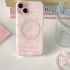 Magnetic Drop-resistant Plaid Bow iPhone Case - Viexta