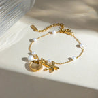 Stainless Steel Pearl Starfish Bracelet - Viexta