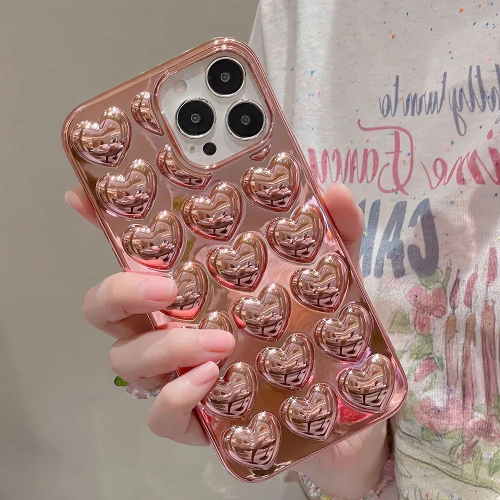 Solid Color Stereo Heart iPhone Case - Viexta