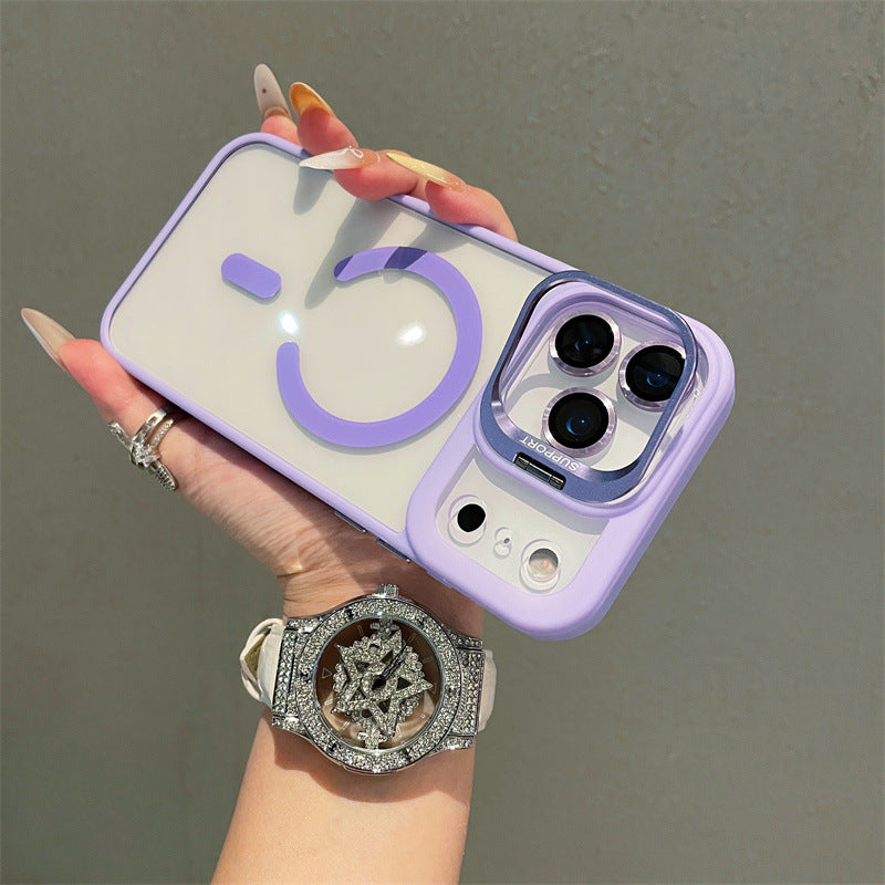 Hardware Lens Bracket Transparent Magnetic iPhone Case