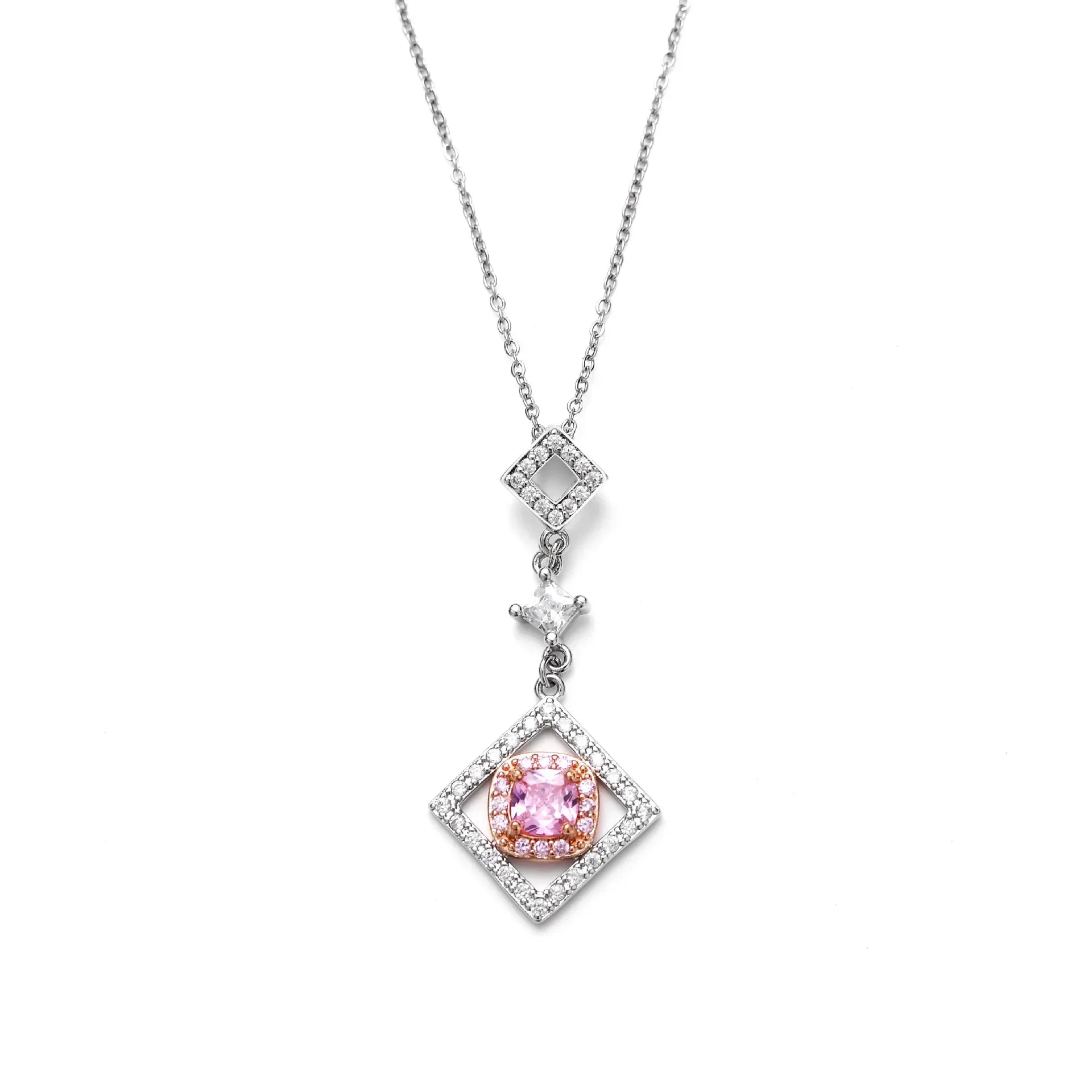 Square Diamond Pendant Necklace For Women - Viexta
