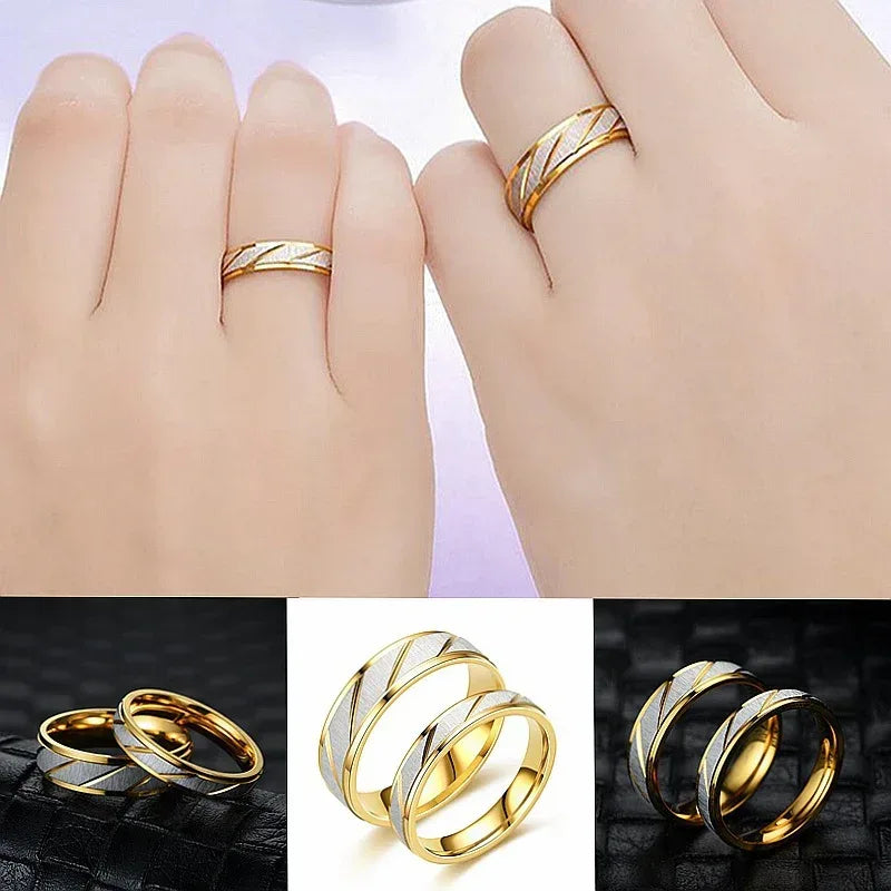 Diagonal 18K Titanium Steel Ring - Viexta