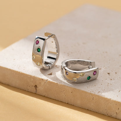 Personalized Multi-color Zircon Hoops