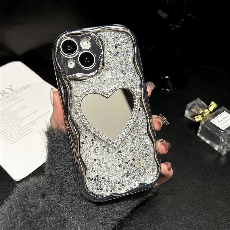 Heart Shape Mirror Sequins iPhone Case - Viexta