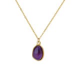Oval Cat's Eye Pendant Titanium Steel Necklace - Viexta
