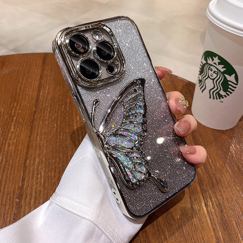 Shatter-proof Quicksand Butterfly iPhone Case