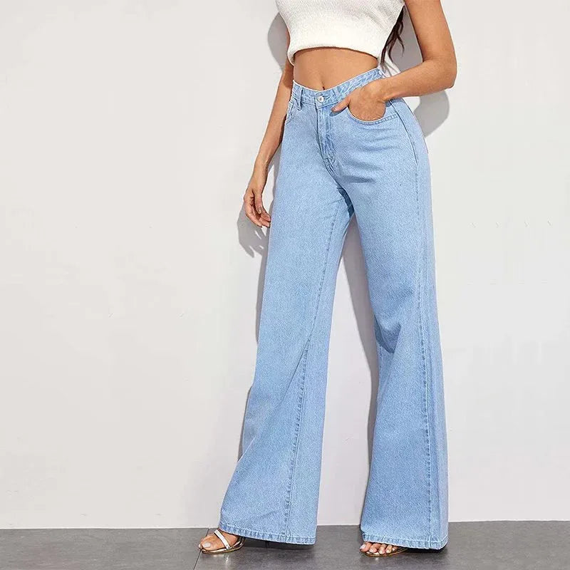 Women's High Waist Wide Leg Summer Jeans - Viexta