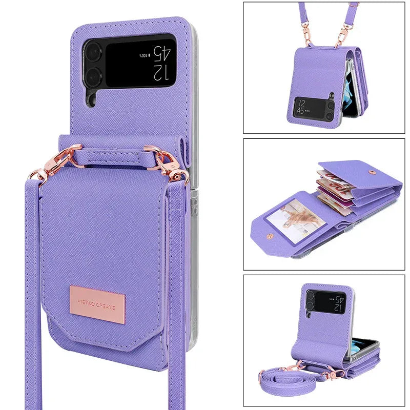 Cross-body Lanyard Flip Phone Case - Viexta