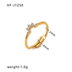 Inlaid Zircon 18K Gold-plated Stainless Steel Diamond Ring - Viexta