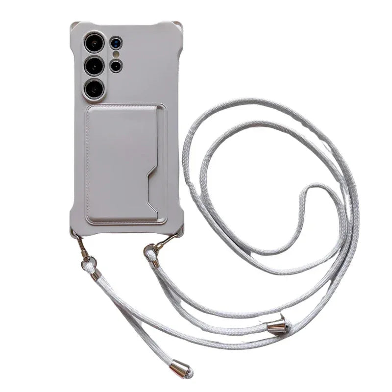 Four-corner Liquid Card Holder Lanyard iPhone Case - Viexta