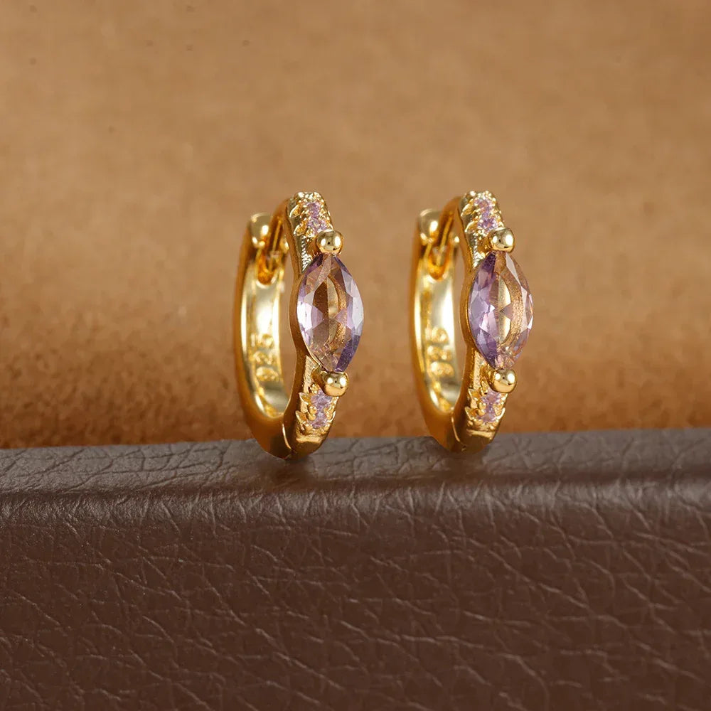 Multicolor Micro Inlaid Zircon Diamond Earrings - Viexta
