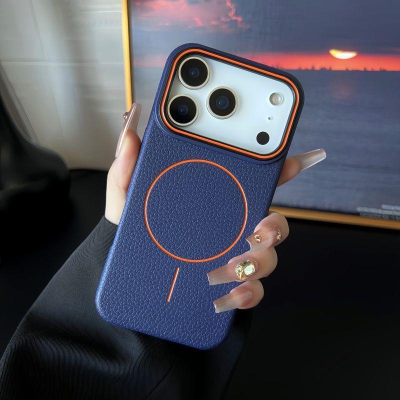 Magnetic Ring Litchi Pattern iPhone Case - Viexta