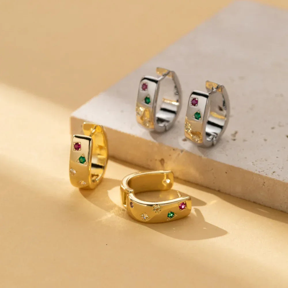 Personalized Multi-color Zircon Hoops - Viexta