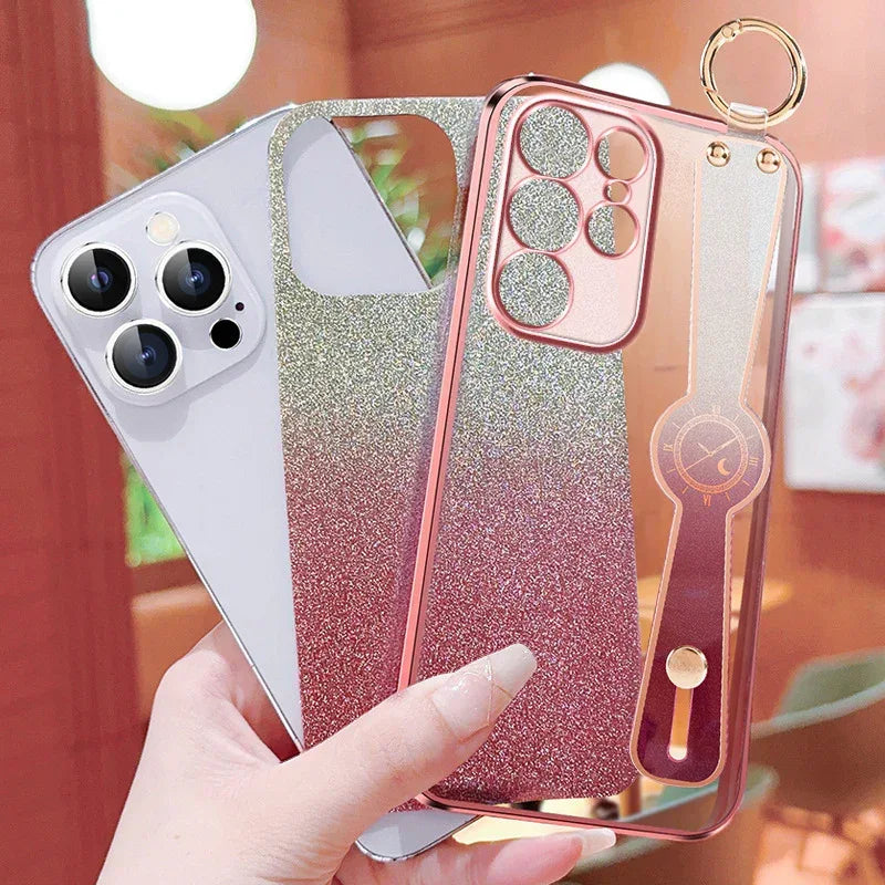 Gradient Glitter Wristband Cross Body Lanyard Samsung Phone Case - Viexta