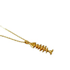 Vintage Brass Gold Plated Fishbone Necklace - Viexta