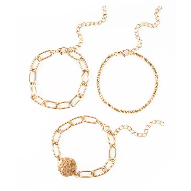 Chunky Chain Bracelet Three-piece Set - Viexta