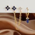 3-piece Set Zircon Birthstone Twelve Constellation Earrings - Viexta